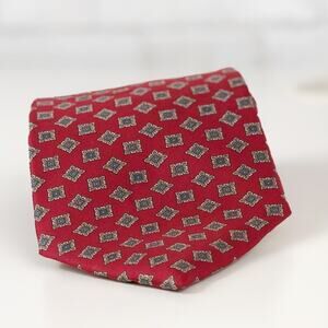 Oscar de la Renta 100% Silk Red Pattern Necktie